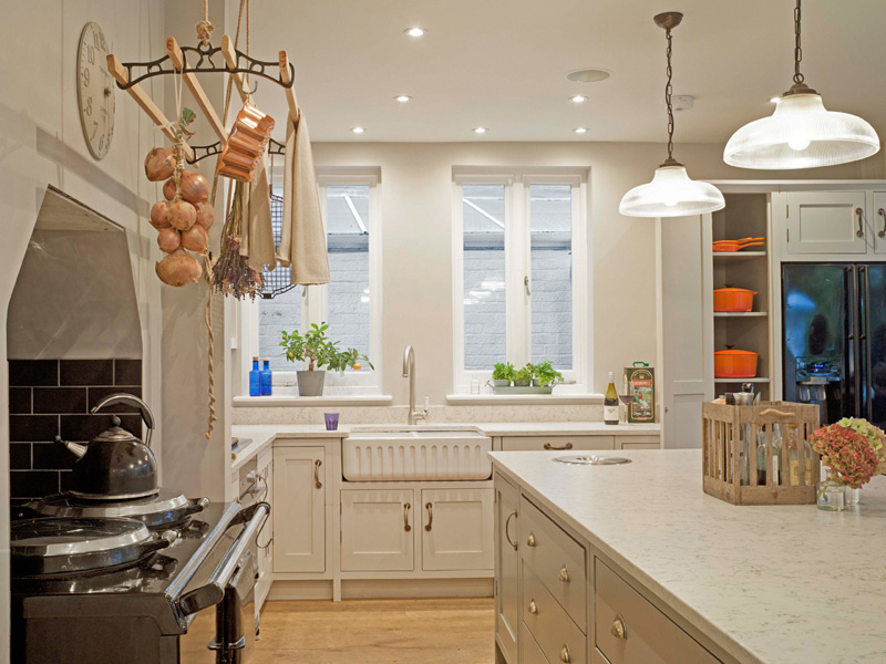 kitchen perspective with aga cooker